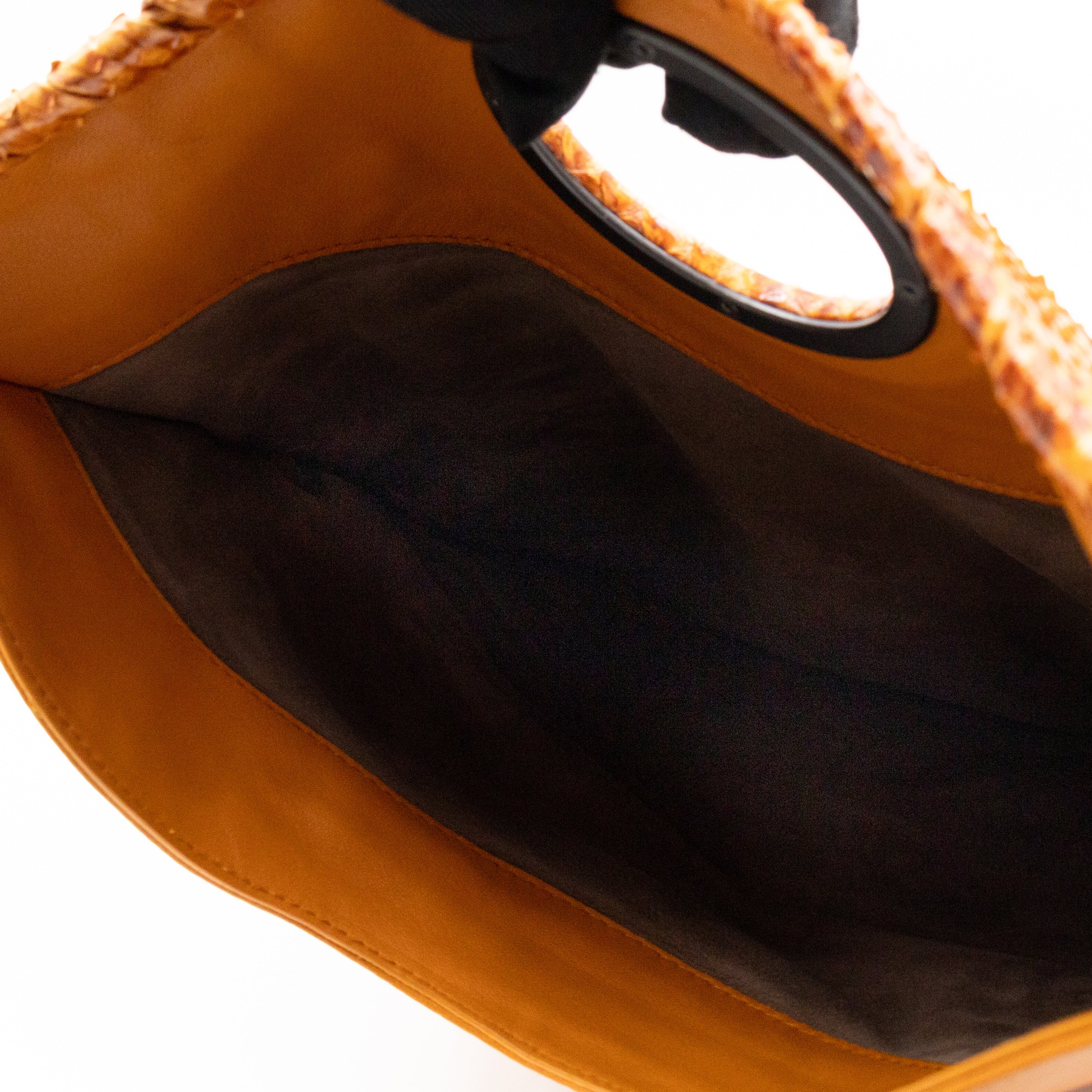 Twist Lock Clutch Intrecciato Orange Snakeskin