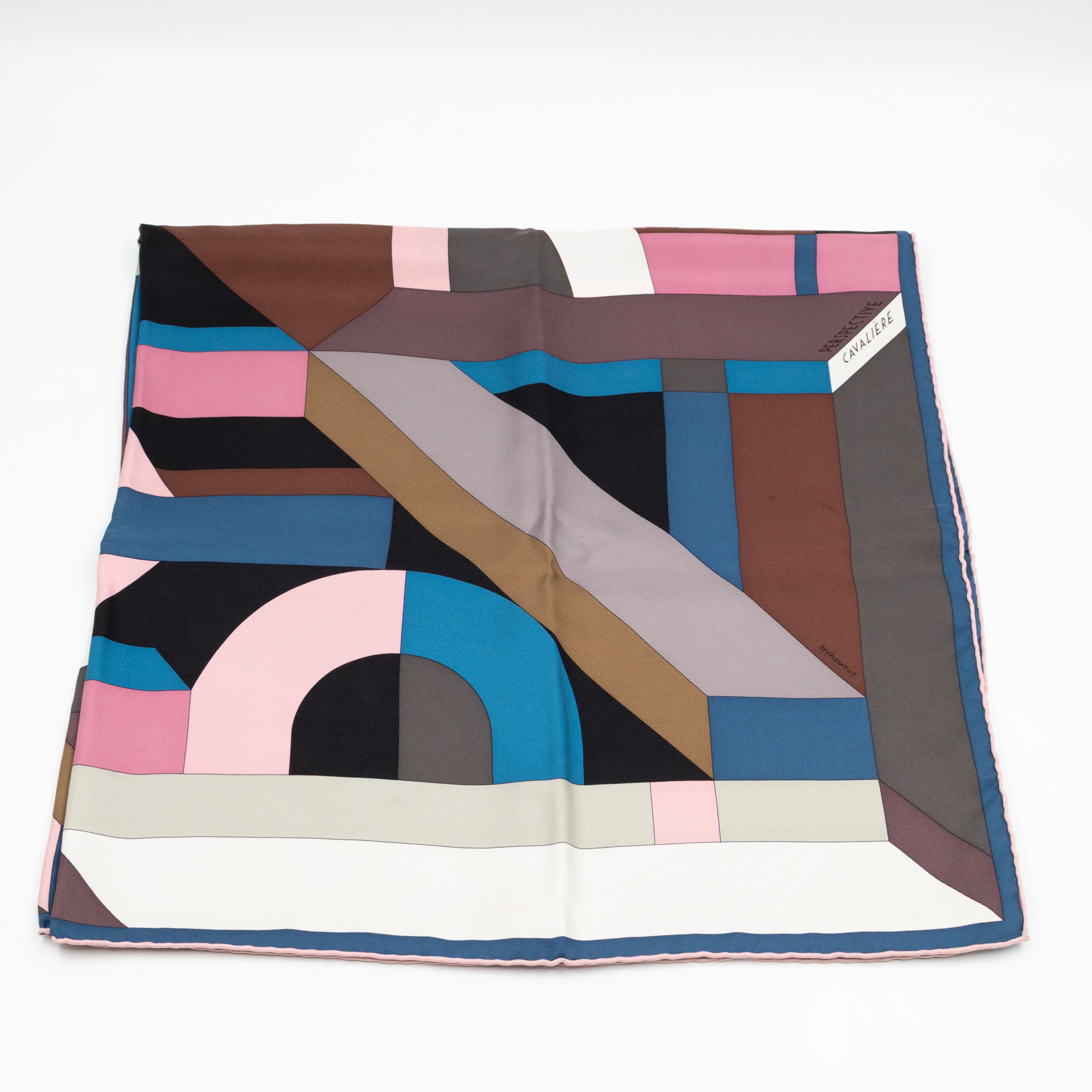 Silk Scarf 90 New Hermes Perspective Cavaliere Pink