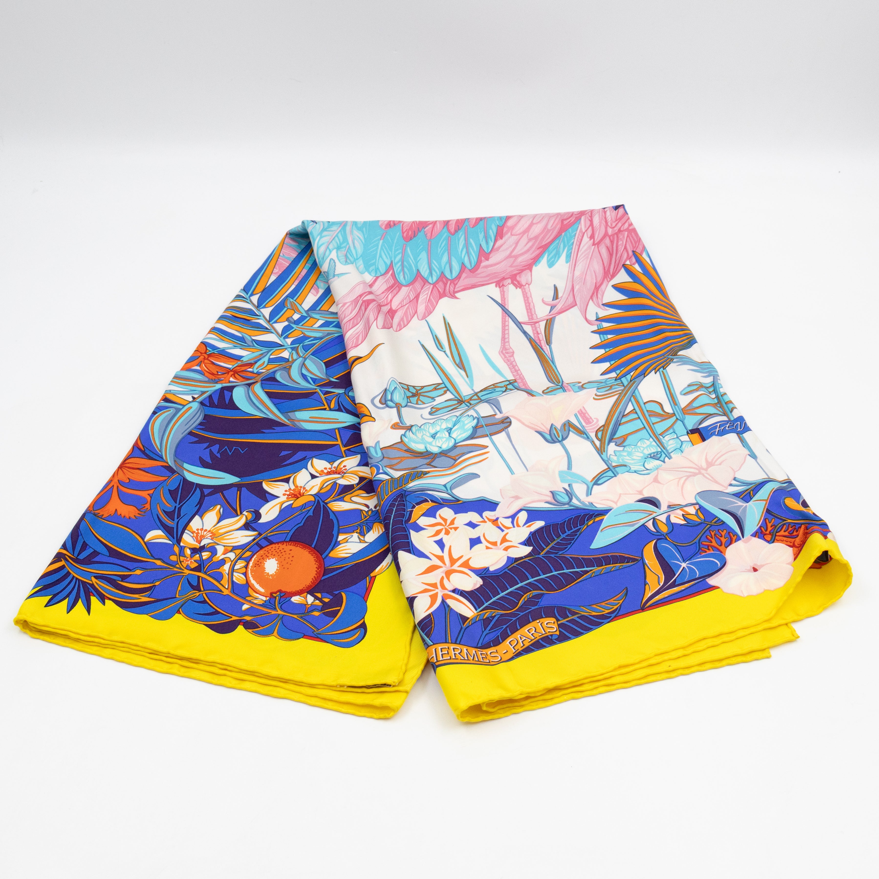 Silk Scarf 90 Flamingo Party