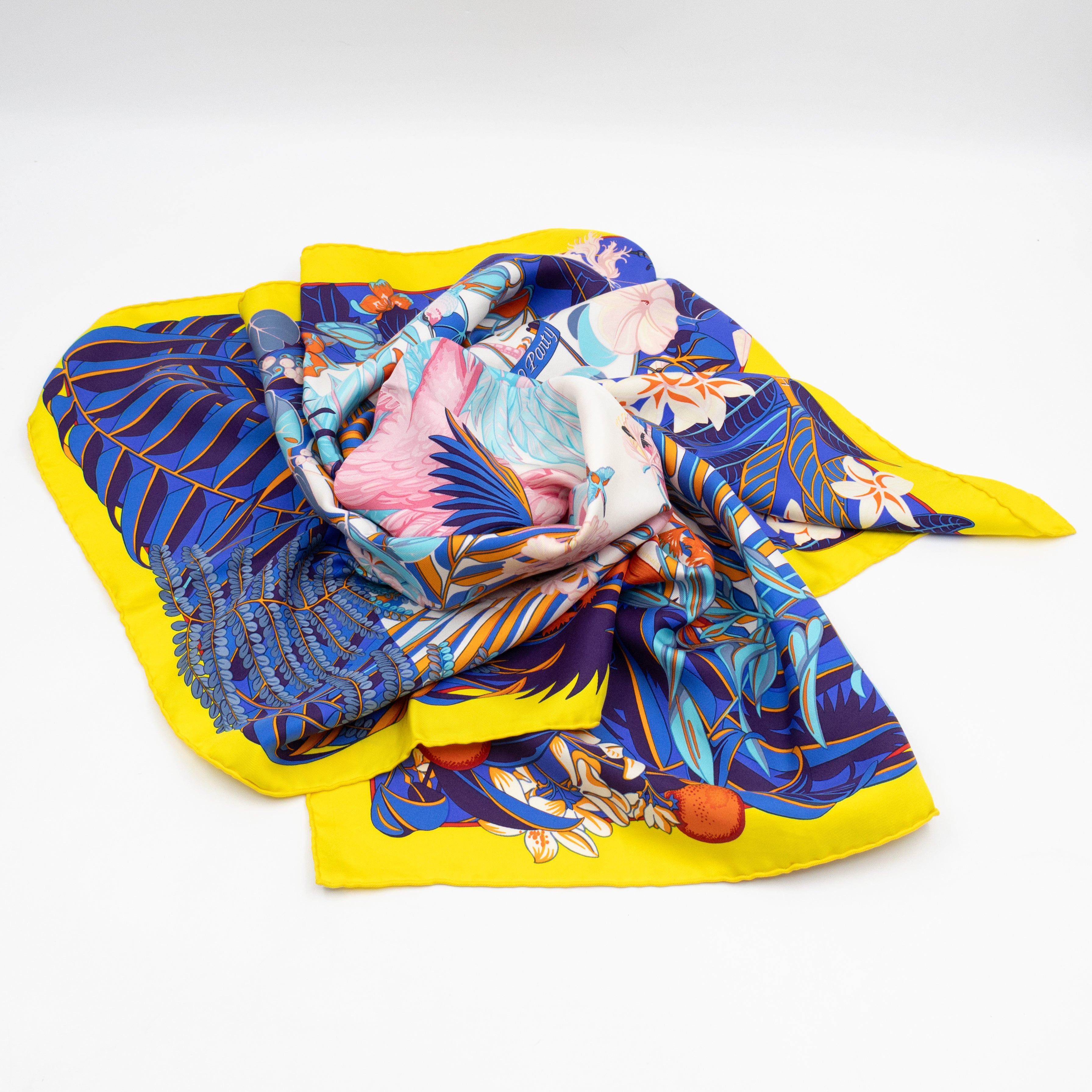 Silk Scarf 90 Flamingo Party