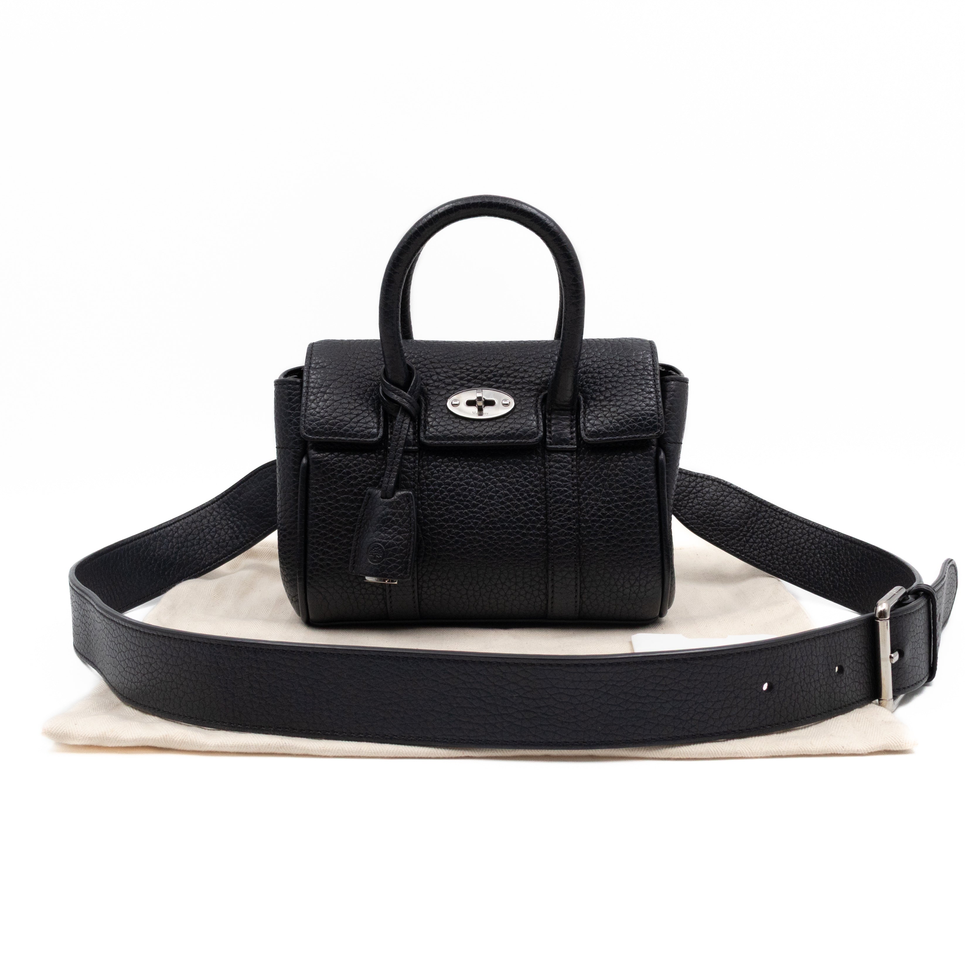 Mini Bayswater Black Grain Leather