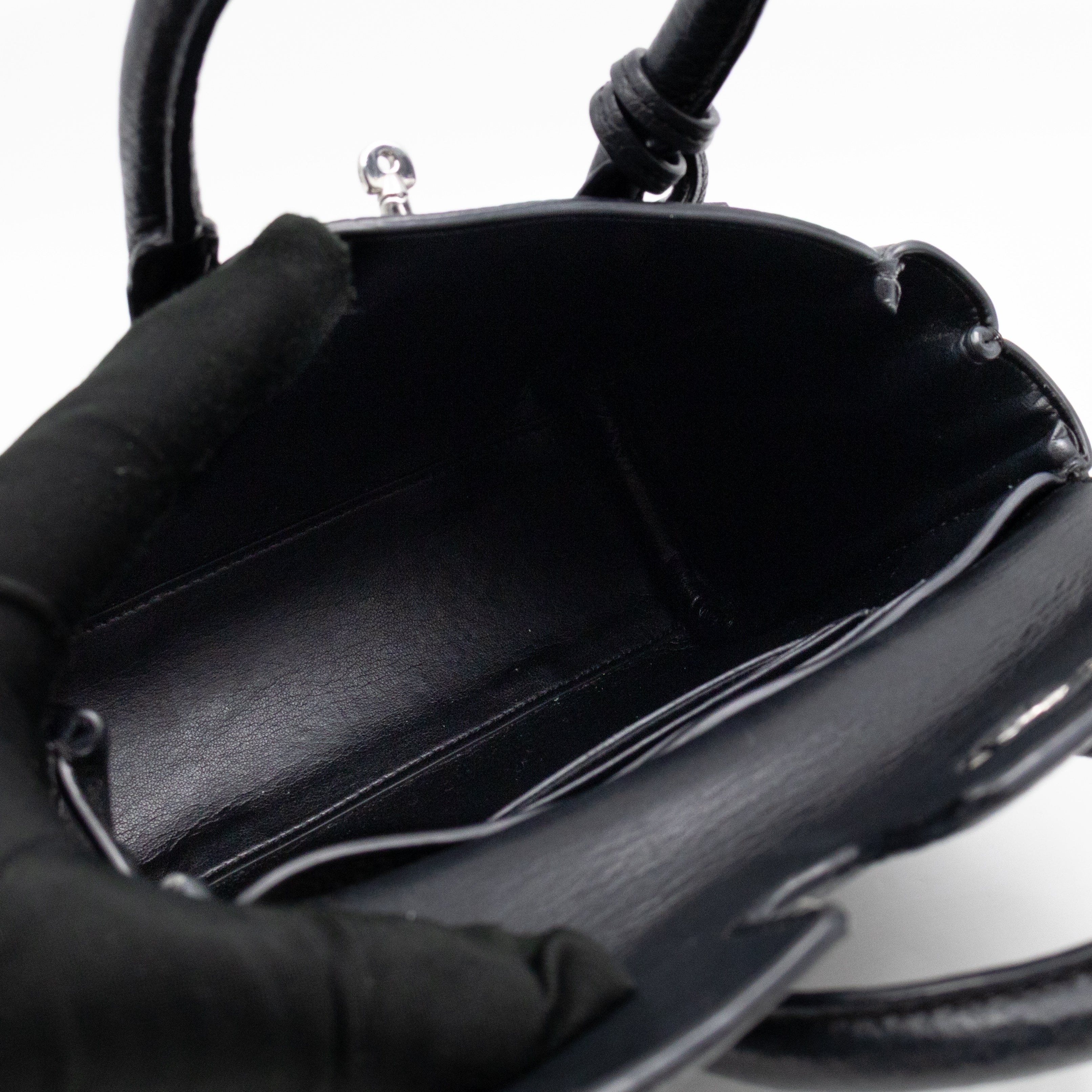 Mini Bayswater Black Grain Leather