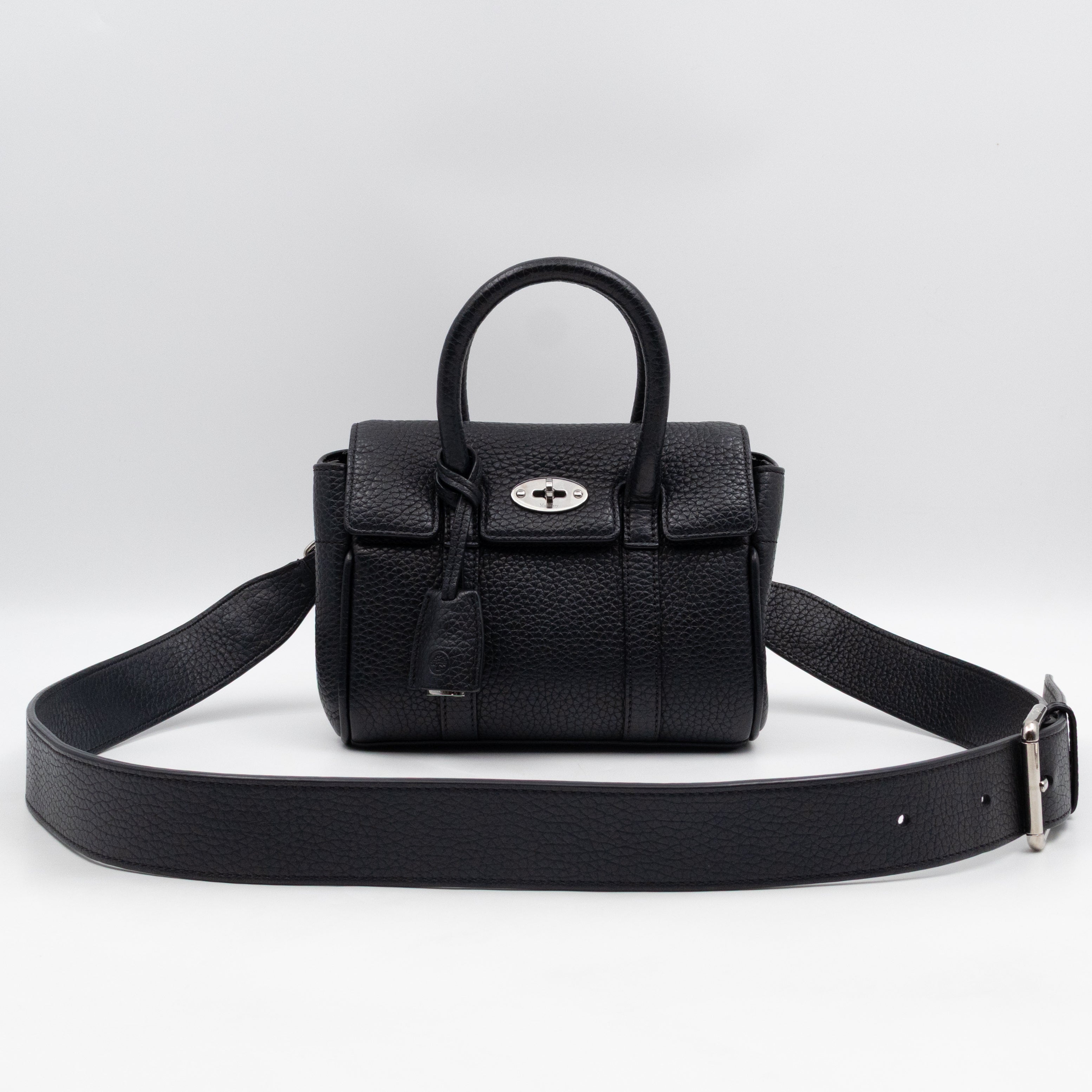 Mini Bayswater Black Grain Leather