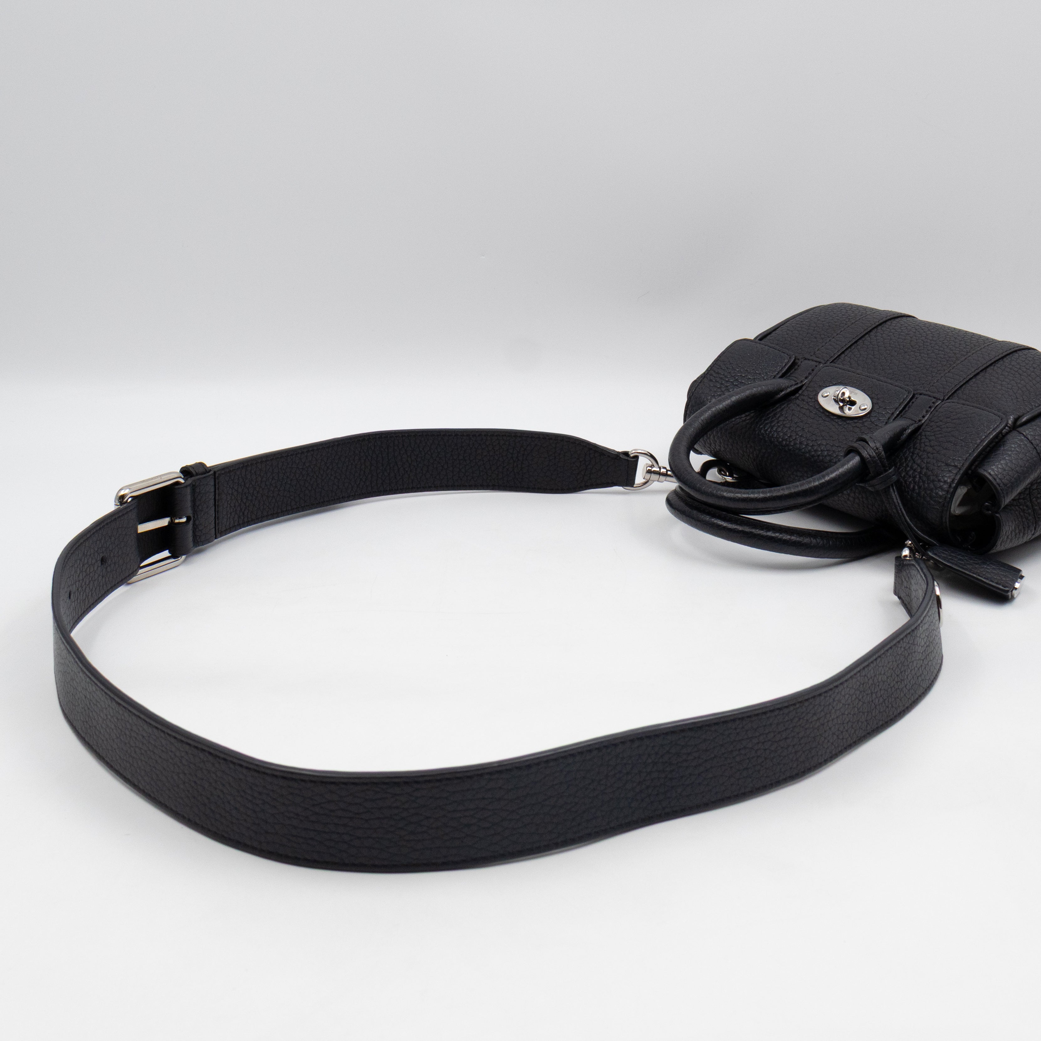 Mini Bayswater Black Grain Leather