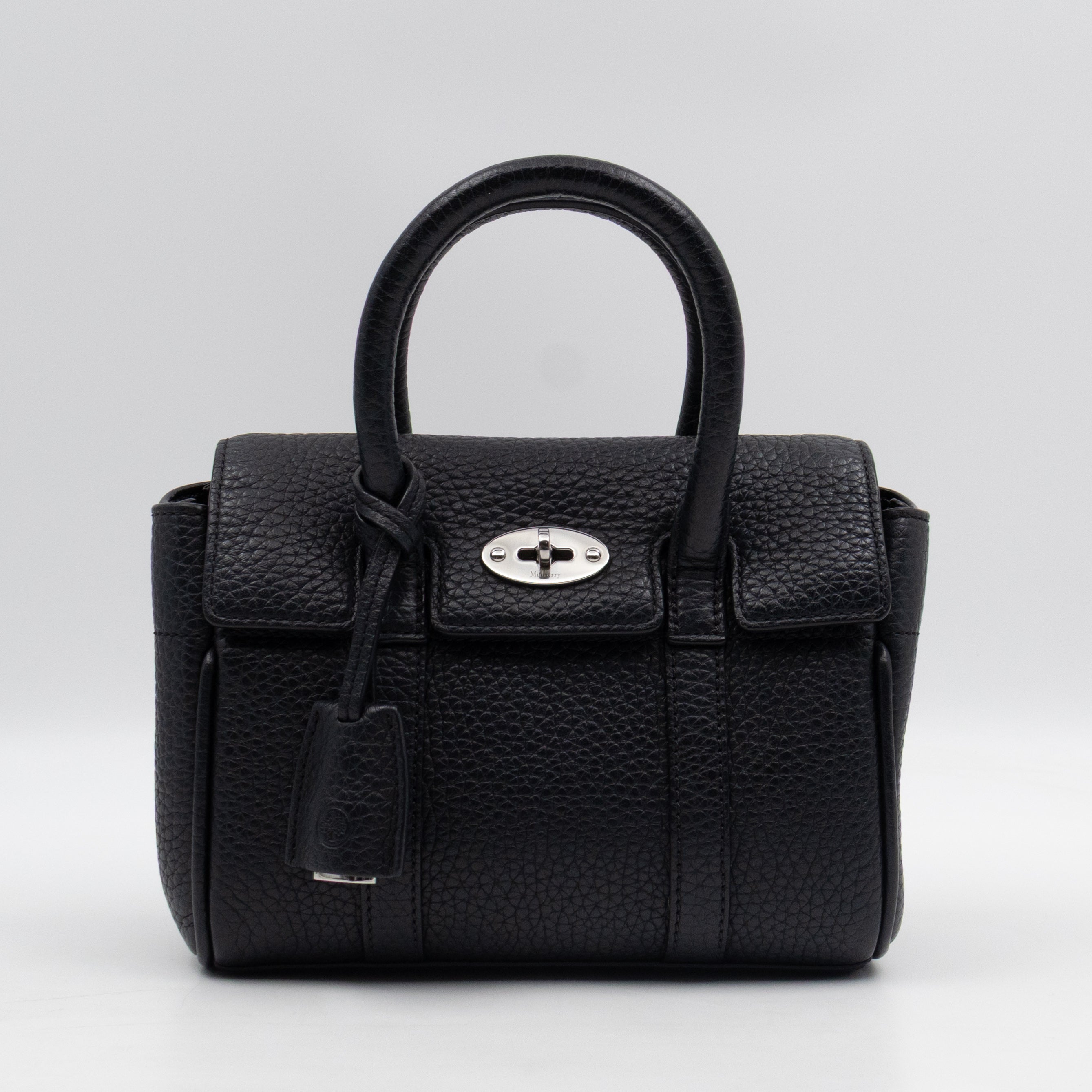 Mini Bayswater Black Grain Leather