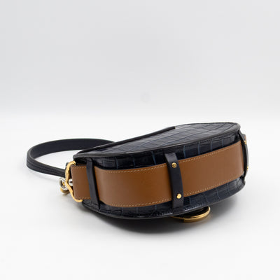 Tess Small Bag Black Croc Embossed Leather