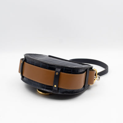Tess Small Bag Black Croc Embossed Leather