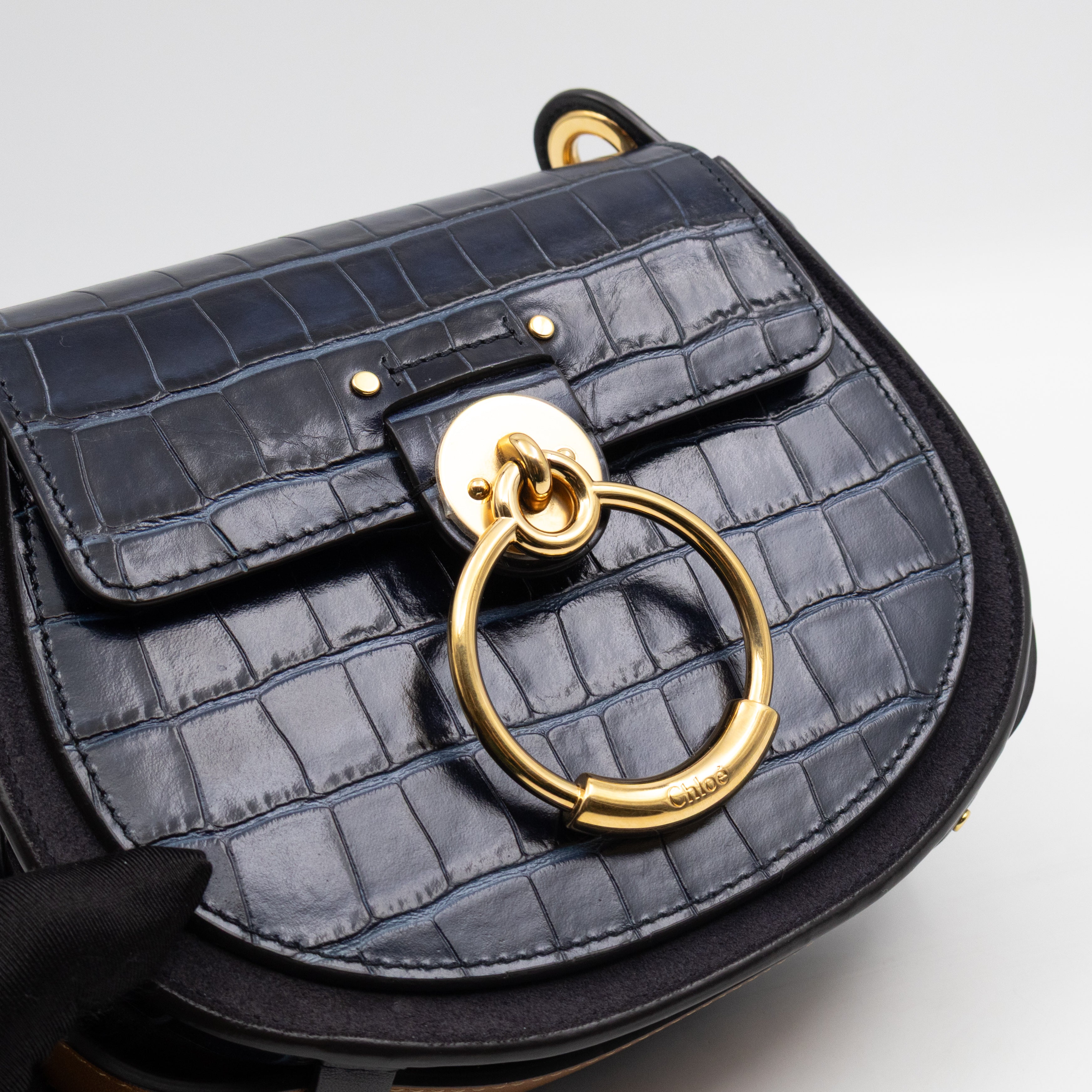 Tess Small Bag Black Croc Embossed Leather