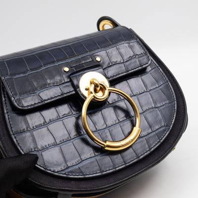 Tess Small Bag Black Croc Embossed Leather