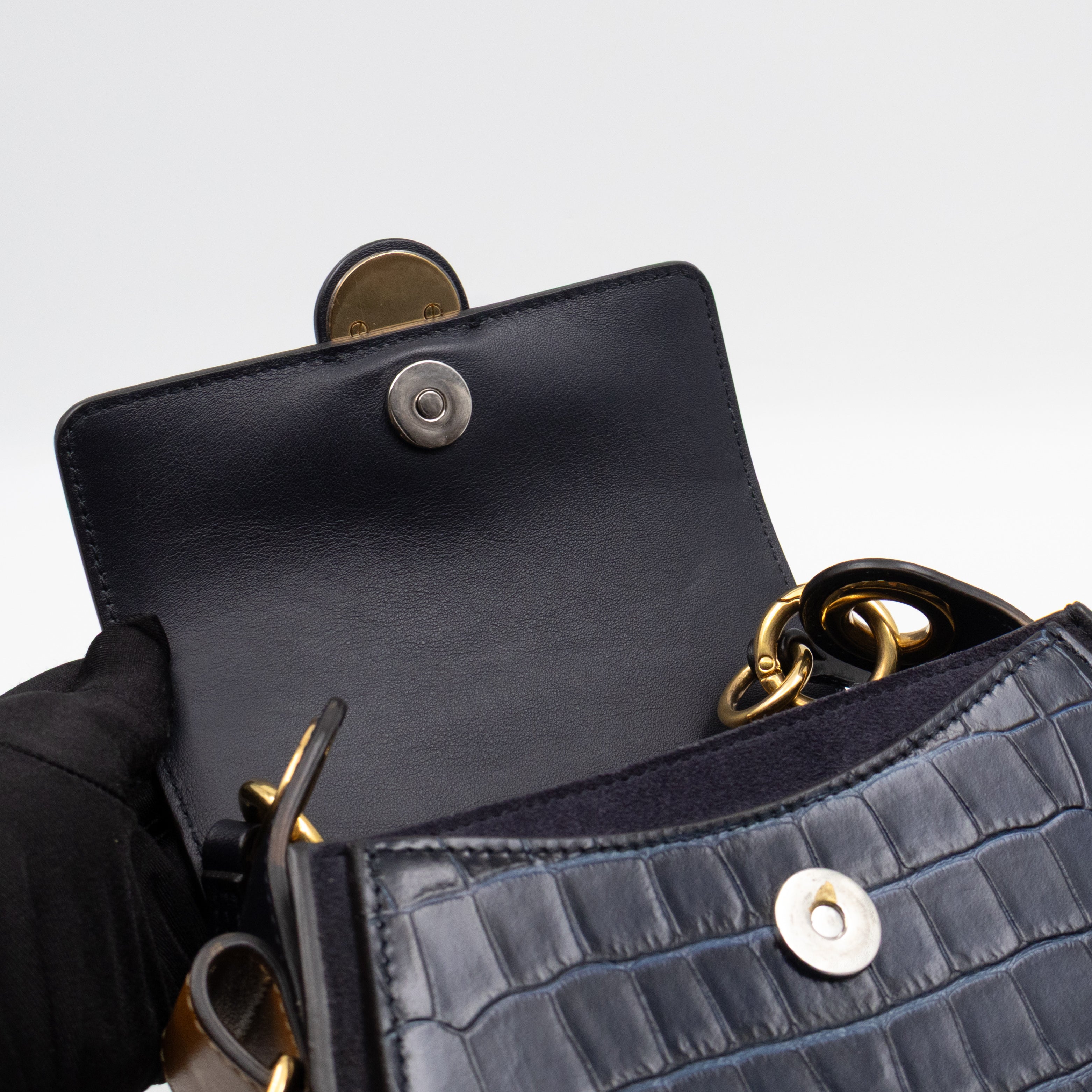 Tess Small Bag Black Croc Embossed Leather