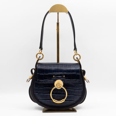 Tess Small Bag Black Croc Embossed Leather