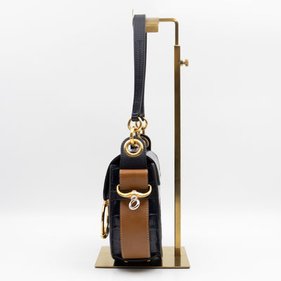 Tess Small Bag Black Croc Embossed Leather