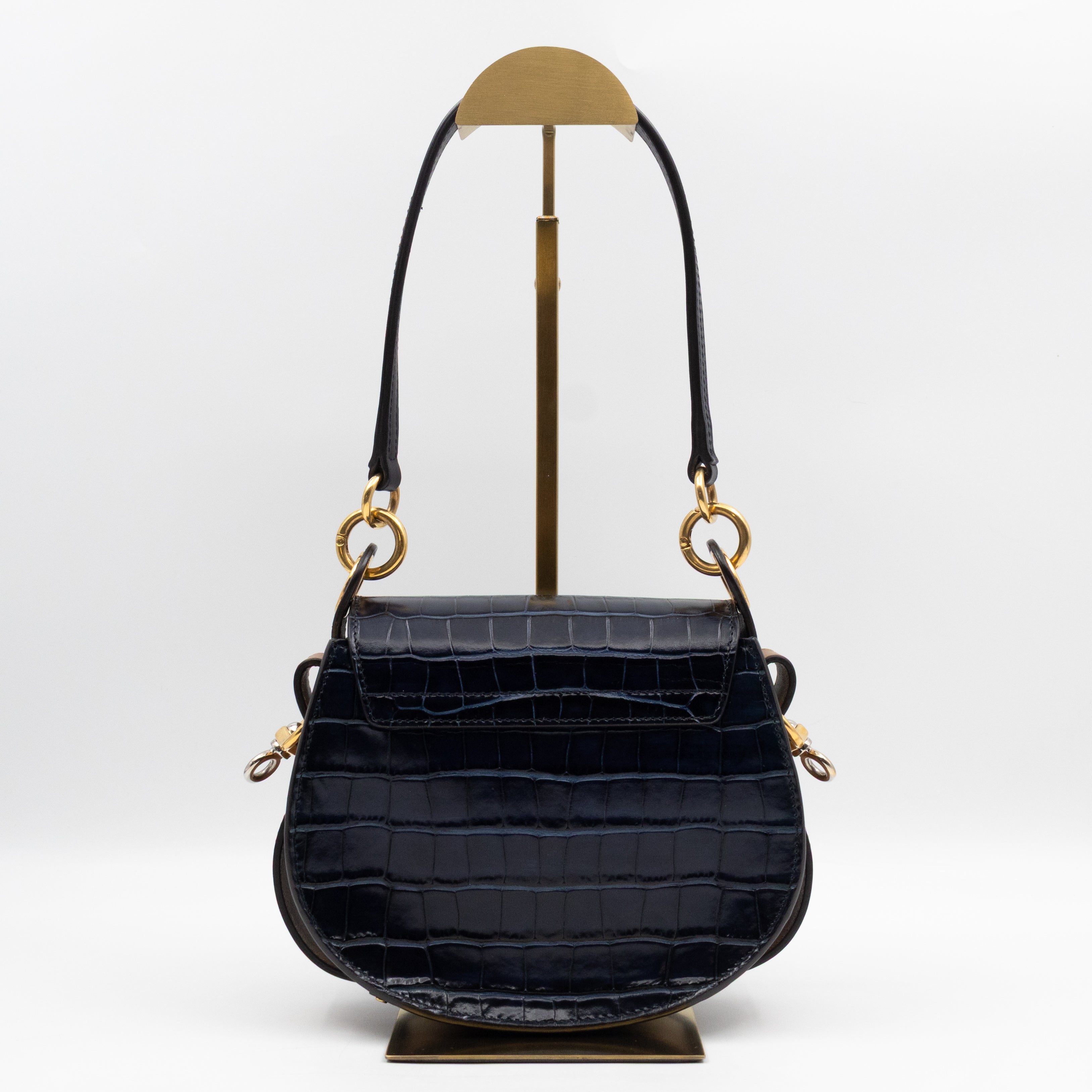 Tess Small Bag Black Croc Embossed Leather