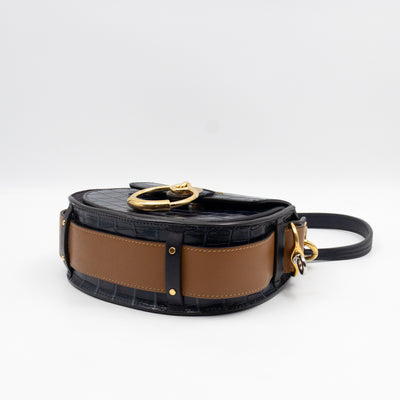 Tess Small Bag Black Croc Embossed Leather