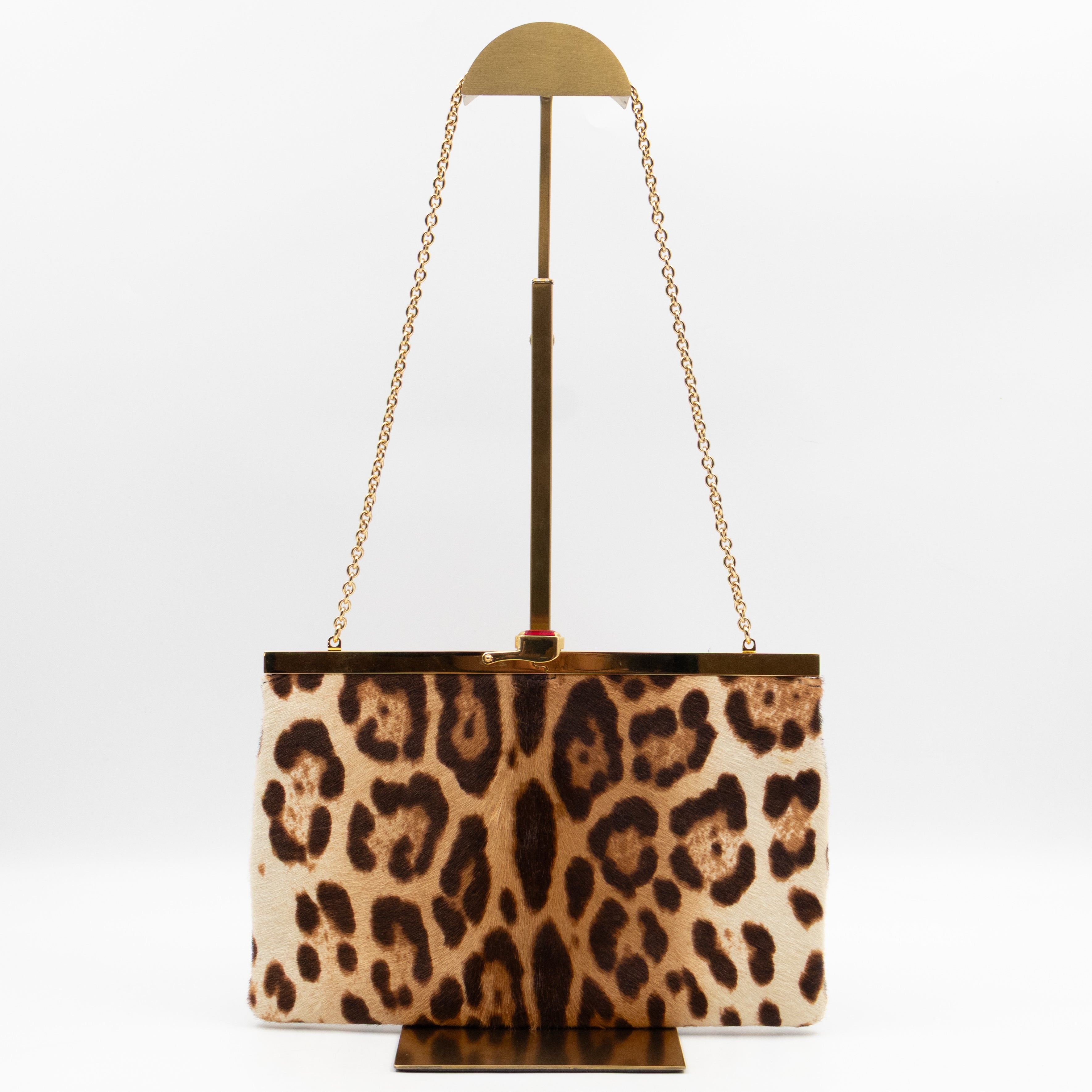 Chain Clutch Ponyhair Leopard