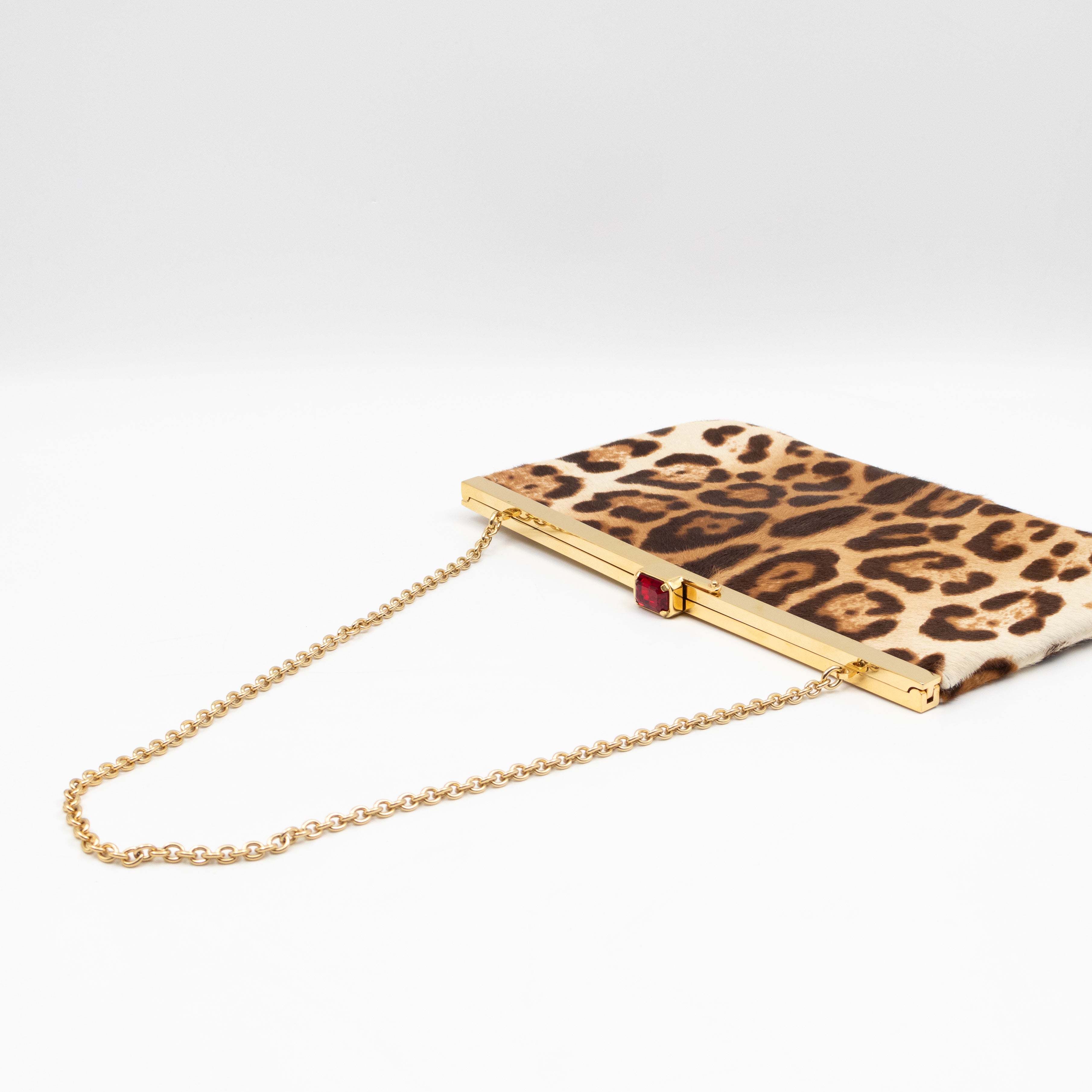 Chain Clutch Ponyhair Leopard
