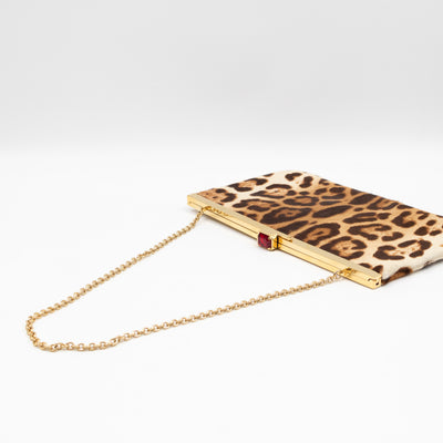 Chain Clutch Ponyhair Leopard