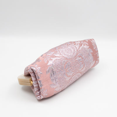 Broadway Chain Clutch Pink Floral Brocade Crystal Bow