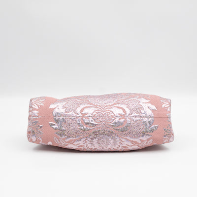 Broadway Chain Clutch Pink Floral Brocade Crystal Bow