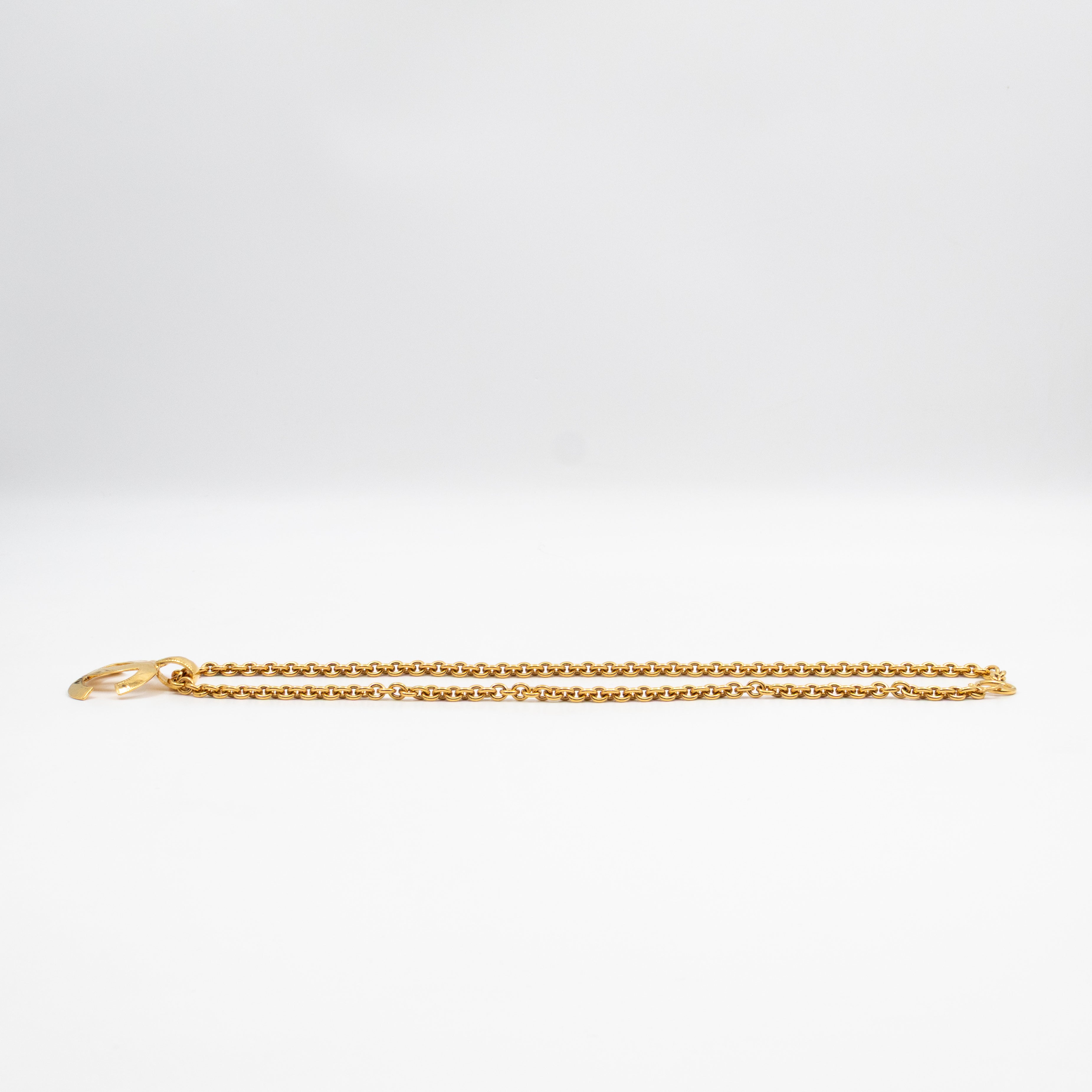 Vintage Quilted CC Logo Pendant Necklace Gold