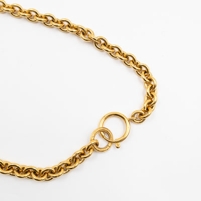 Vintage Quilted CC Logo Pendant Necklace Gold