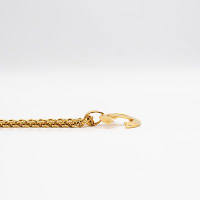 Vintage Quilted CC Logo Pendant Necklace Gold