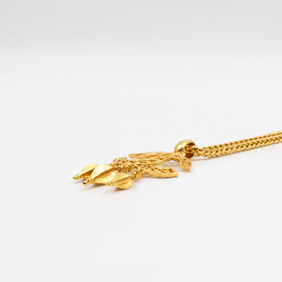 Vintage CC Fretwork Dangle Necklace Gold