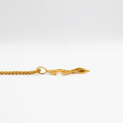 Vintage CC Fretwork Dangle Necklace Gold