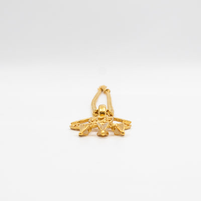 Vintage CC Fretwork Dangle Necklace Gold