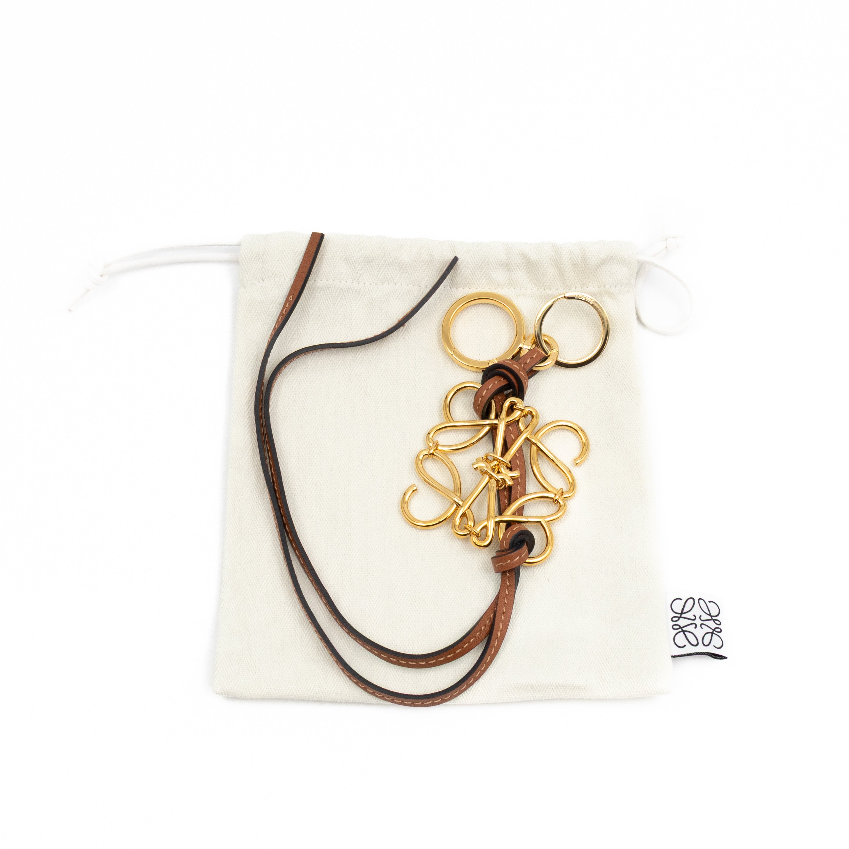 Anagram Charm Tan Calfskin Leather