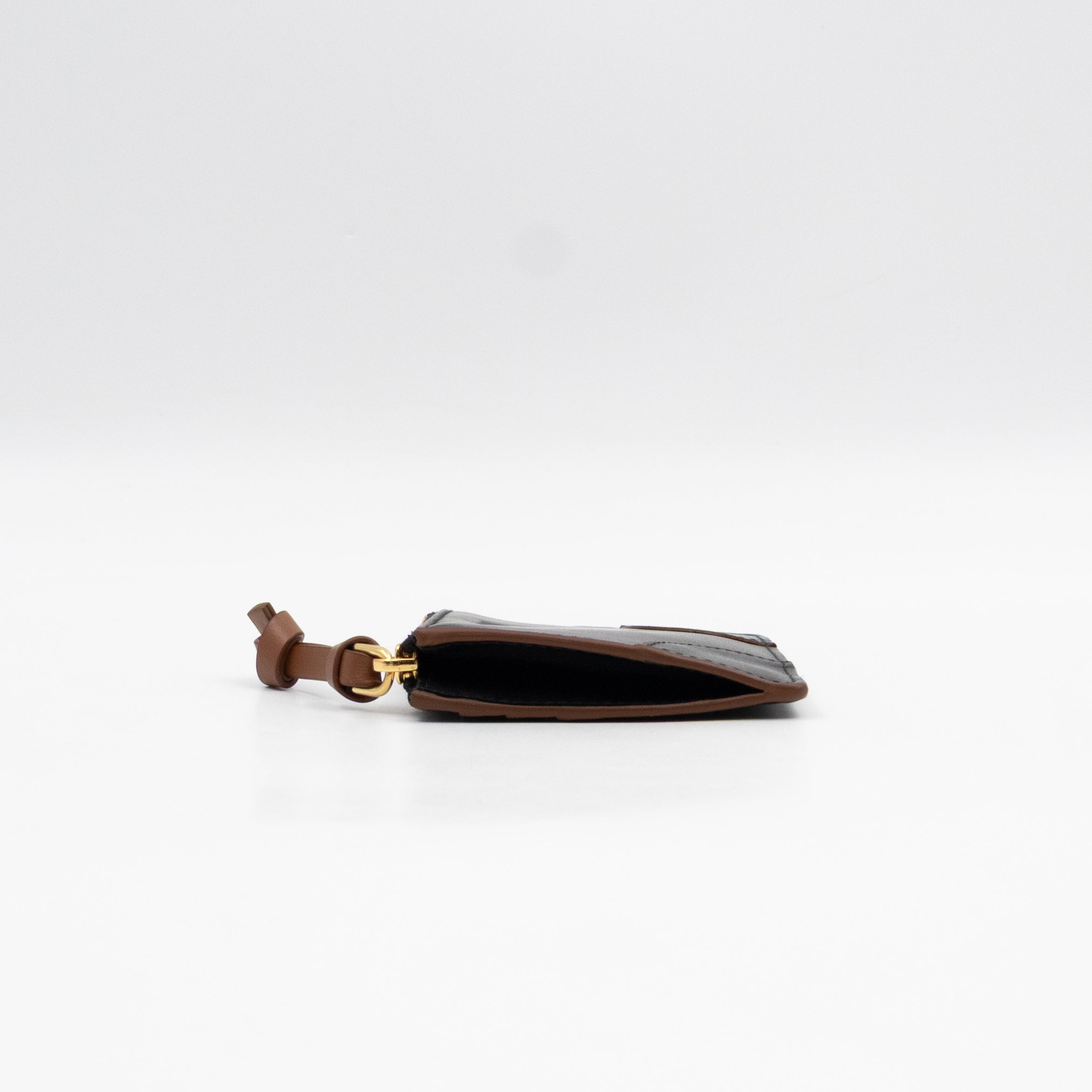 Zipped Card Holder Black Leather