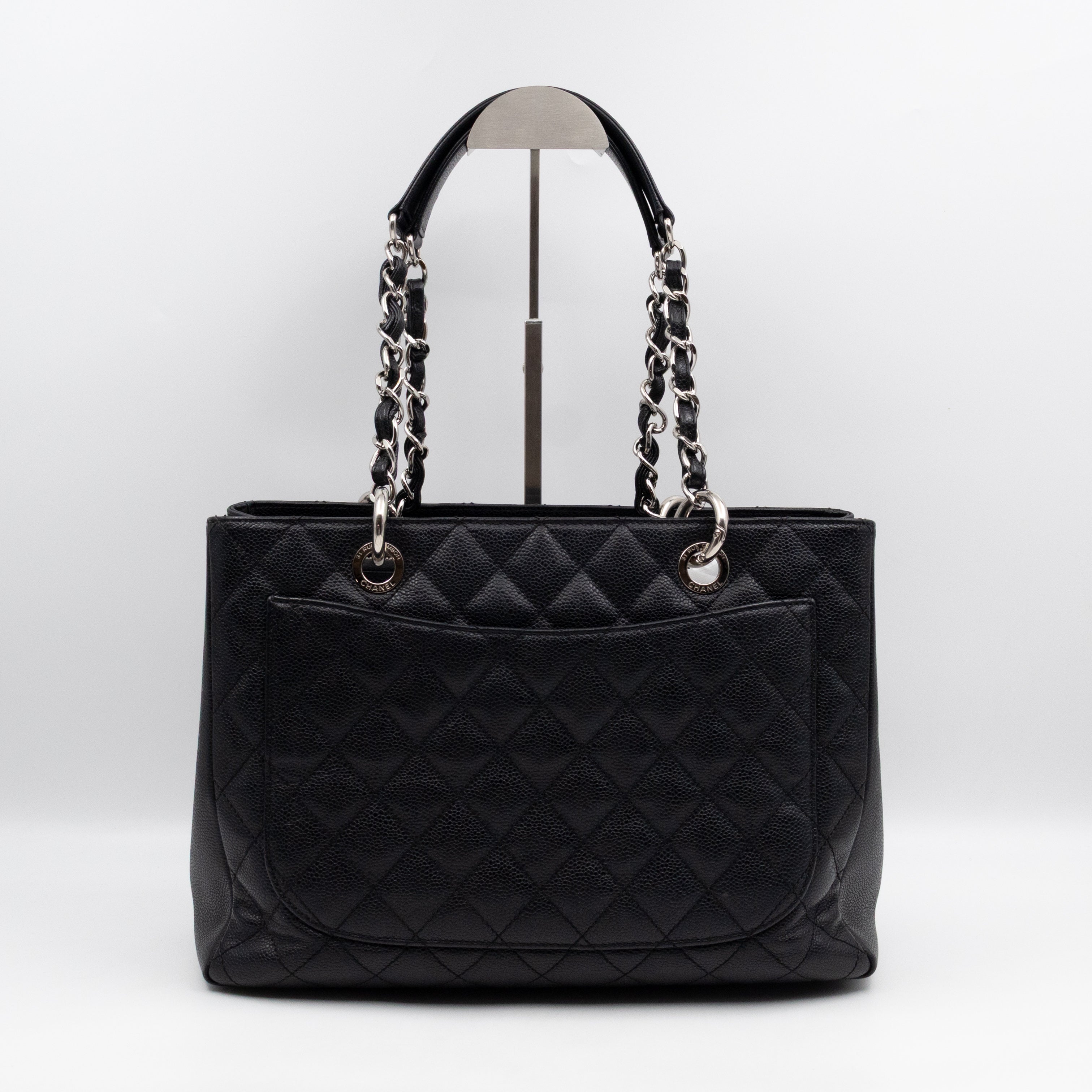 GST Grand Shopping Tote Black Caviar Silver