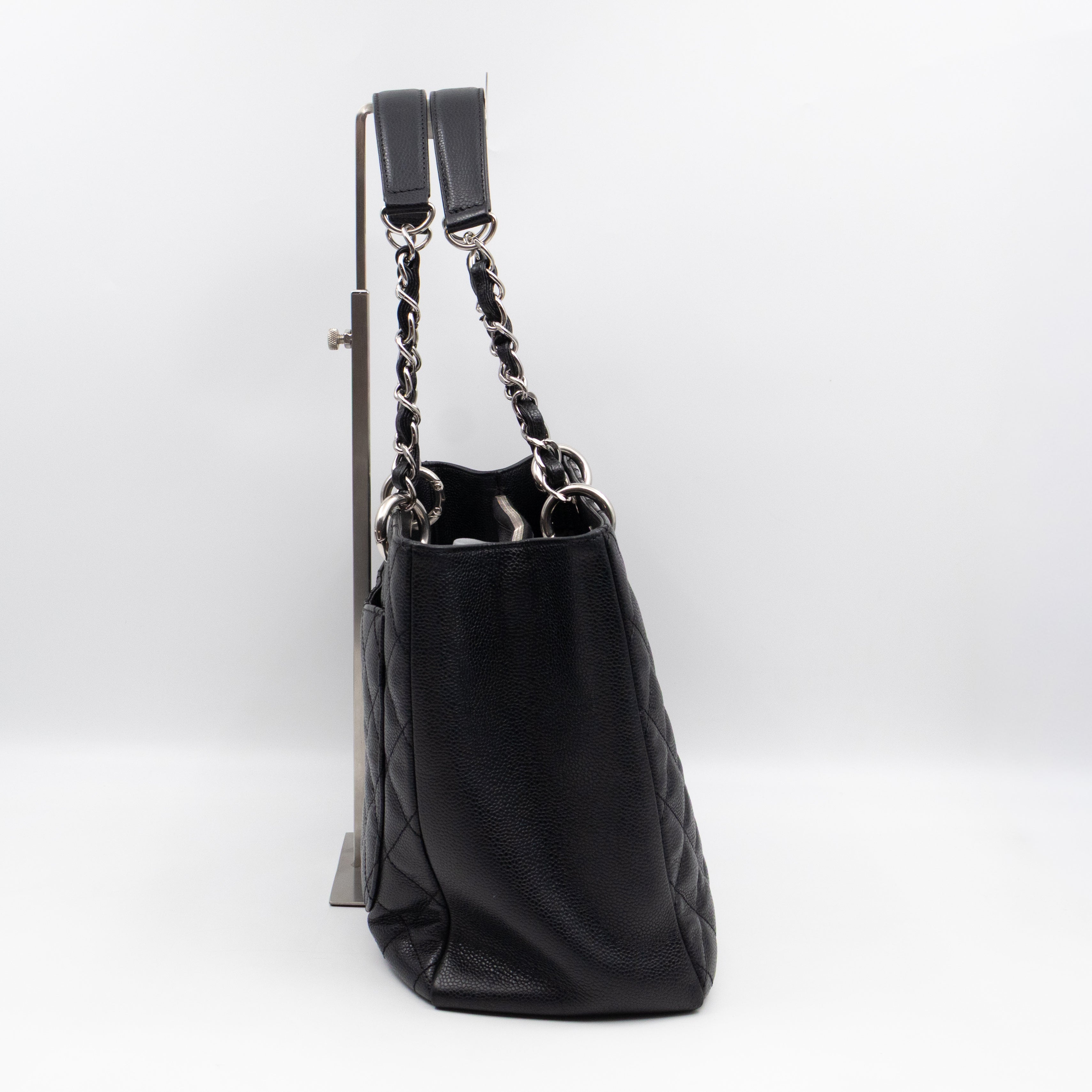 GST Grand Shopping Tote Black Caviar Silver