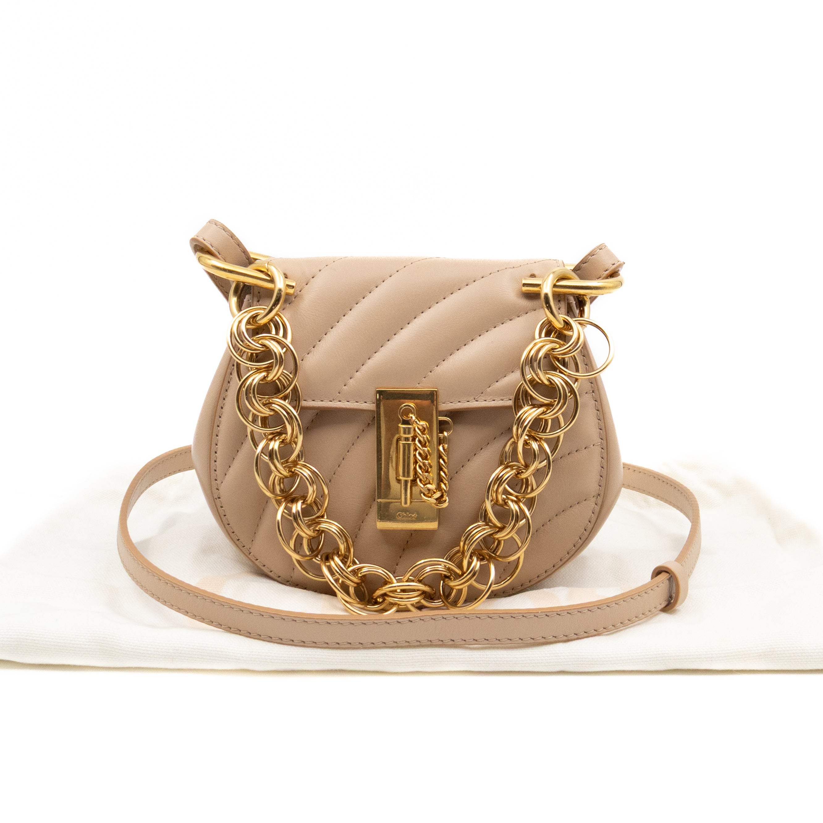 Nano Drew Rose Beige Leather