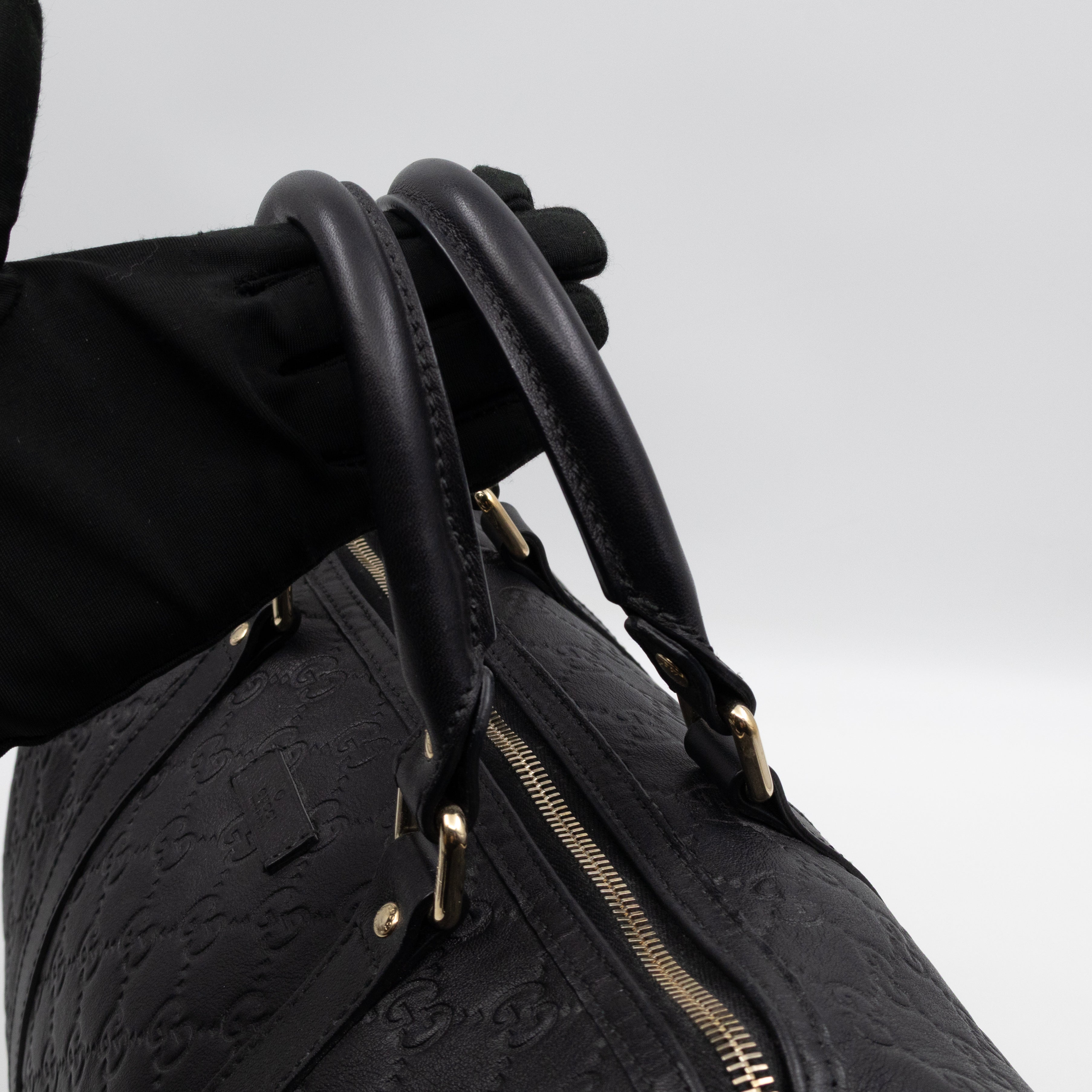 Medium Boston Bag Black Guccissima Leather