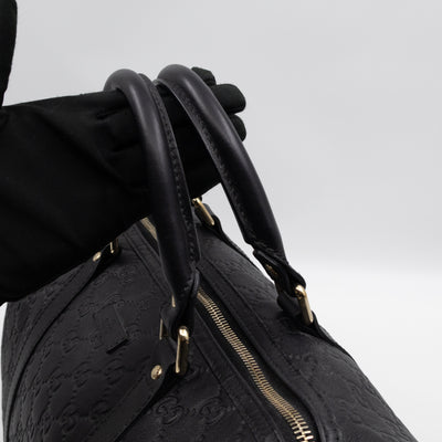 Medium Boston Bag Black Guccissima Leather