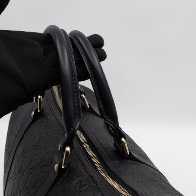 Medium Boston Bag Black Guccissima Leather