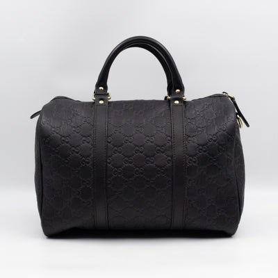 Medium Boston Bag Black Guccissima Leather