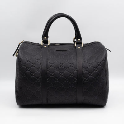 Medium Boston Bag Black Guccissima Leather