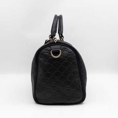 Medium Boston Bag Black Guccissima Leather