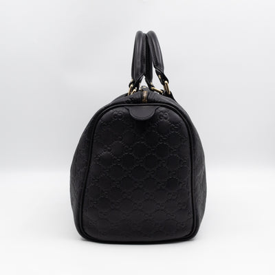 Medium Boston Bag Black Guccissima Leather