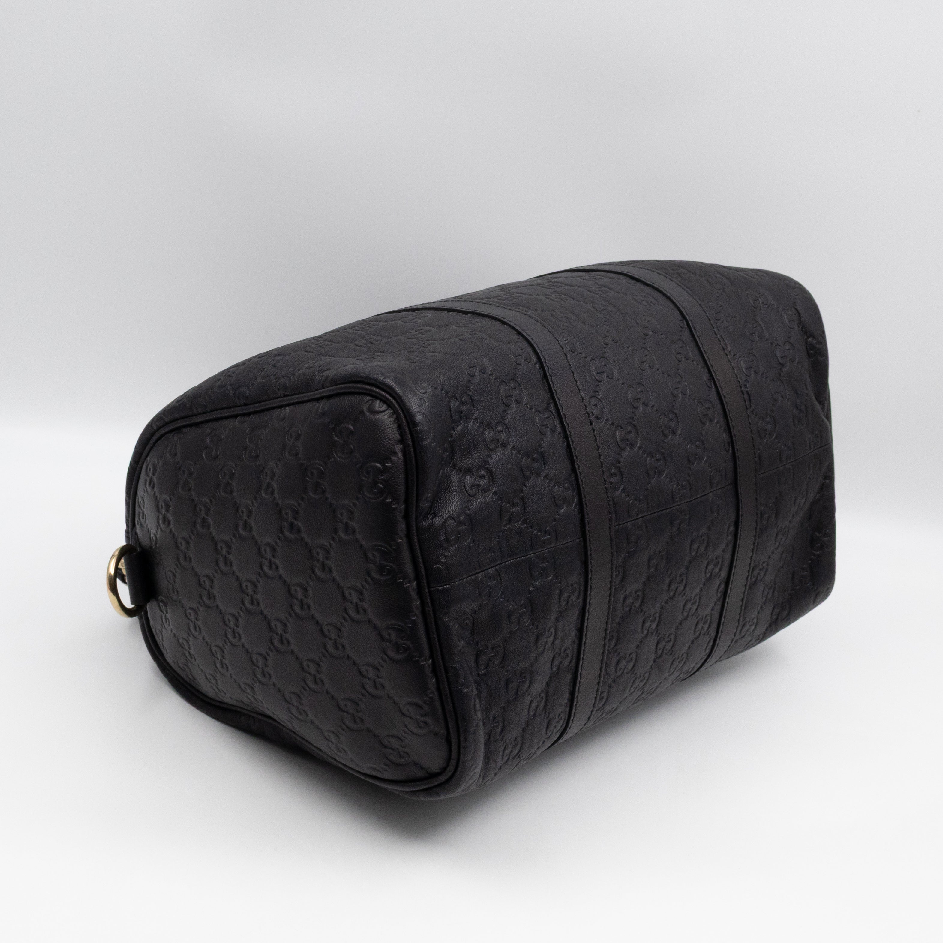 Medium Boston Bag Black Guccissima Leather