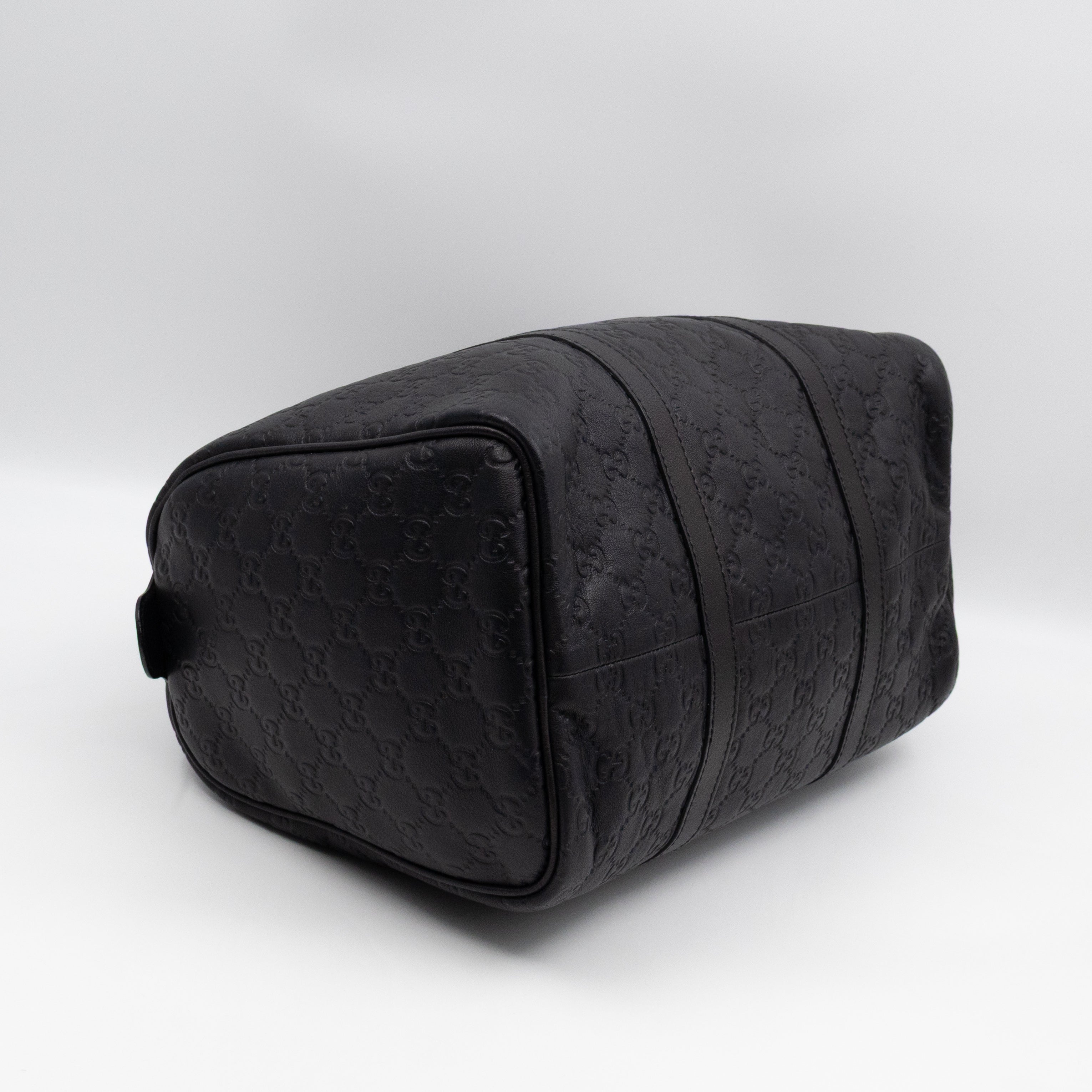 Medium Boston Bag Black Guccissima Leather