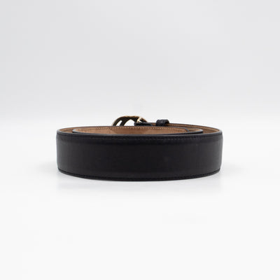 Interlocking G Buckle Belt Black Leather 85 cm