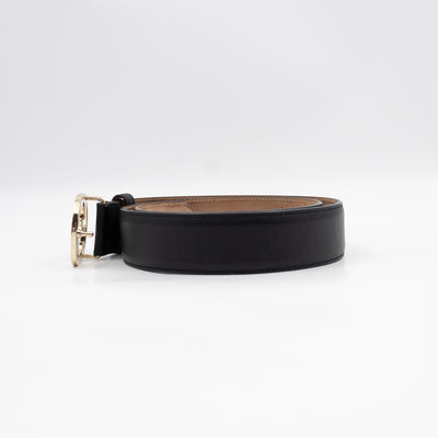 Interlocking G Buckle Belt Black Leather 85 cm