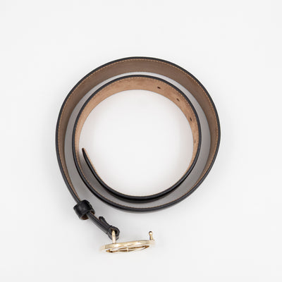 Interlocking G Buckle Belt Black Leather 85 cm