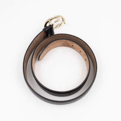 Interlocking G Buckle Belt Black Leather 85 cm