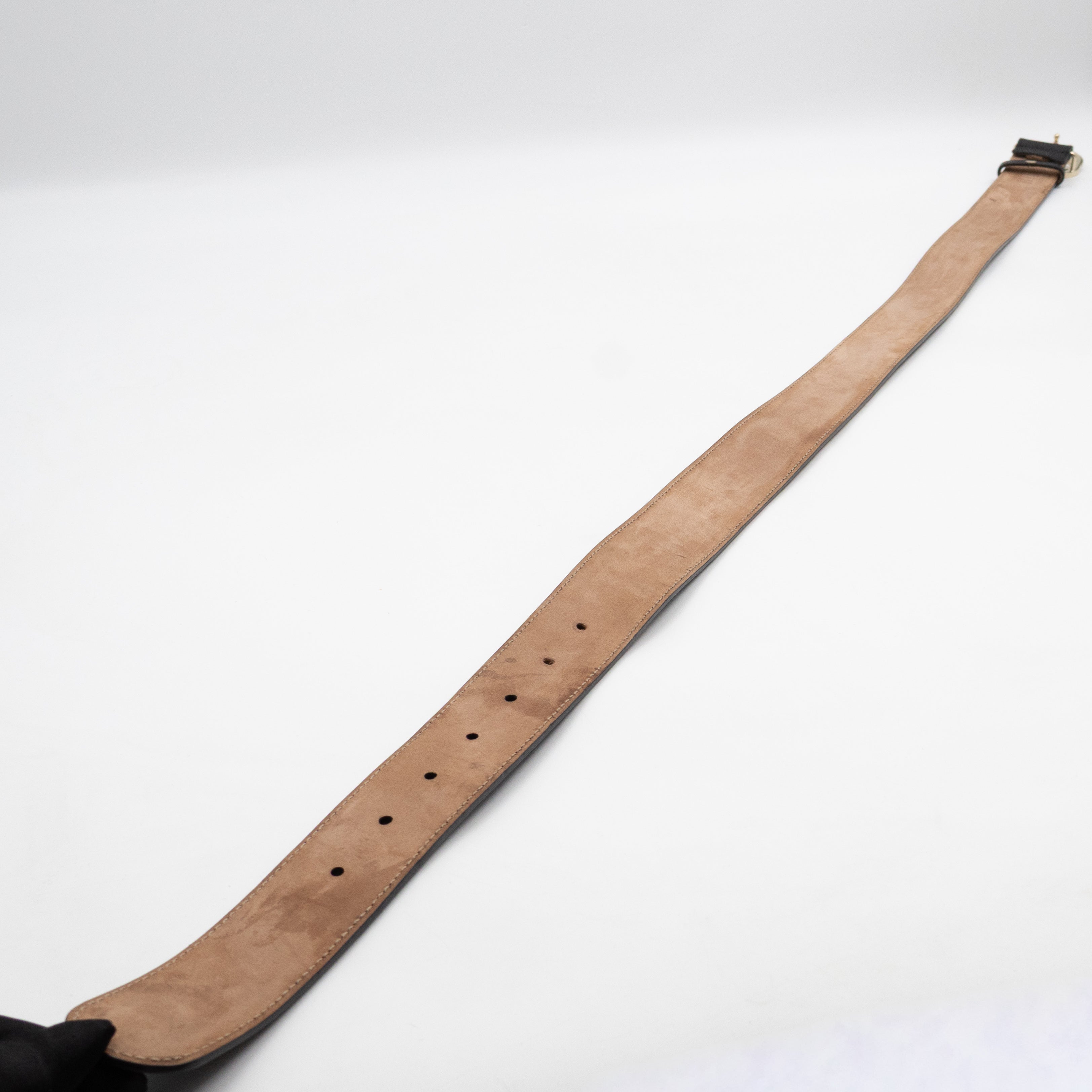 Interlocking G Buckle Belt Black Leather 85 cm