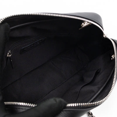 Camera Case Diagonal Chevron Black Calfskin Leather