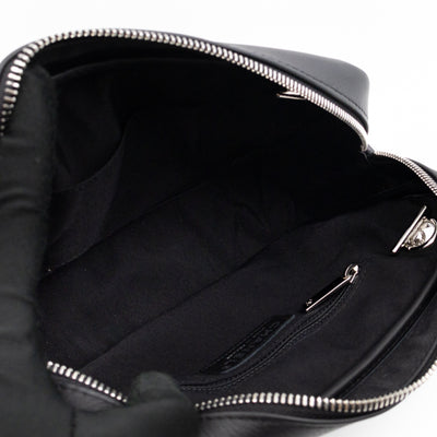Camera Case Diagonal Chevron Black Calfskin Leather